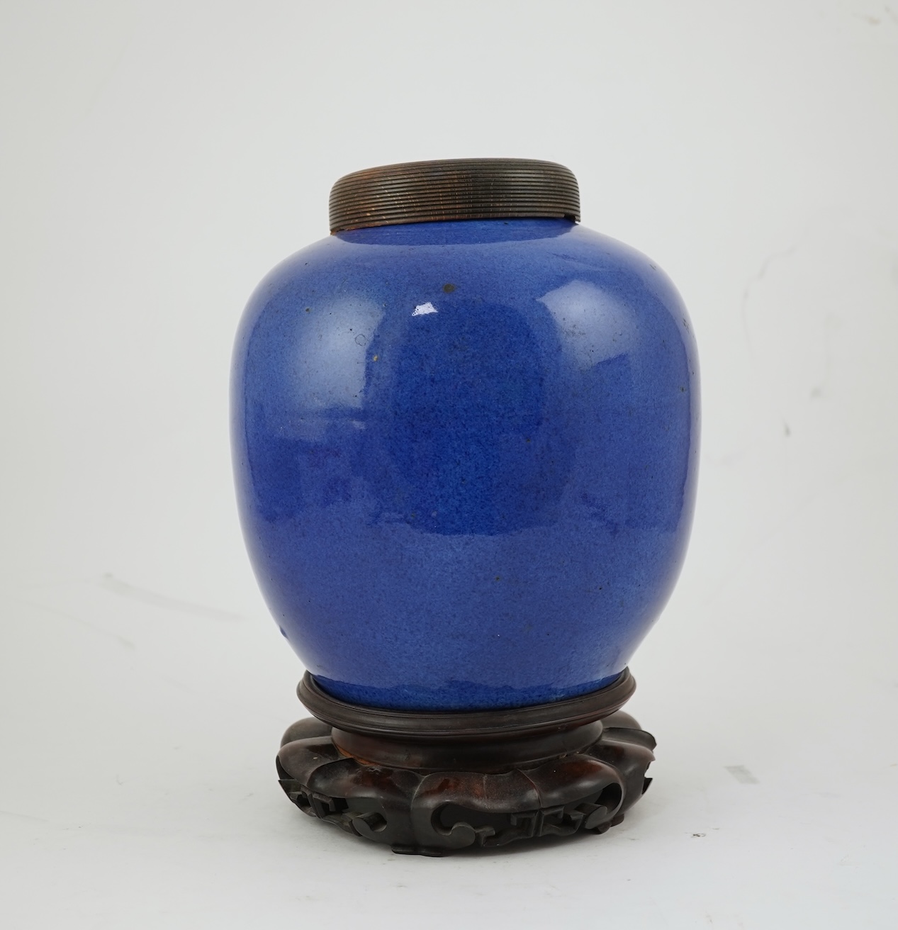 A Chinese powder blue glazed globular jar, 19th century